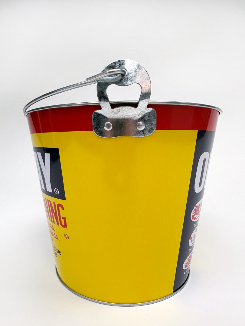 old bay metal bucket side