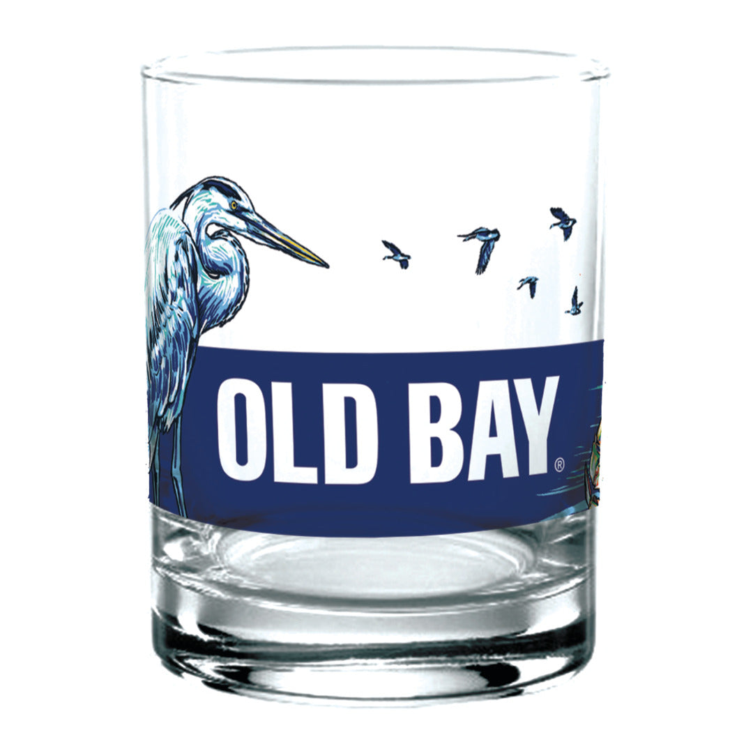 old bay scene wrapped glass