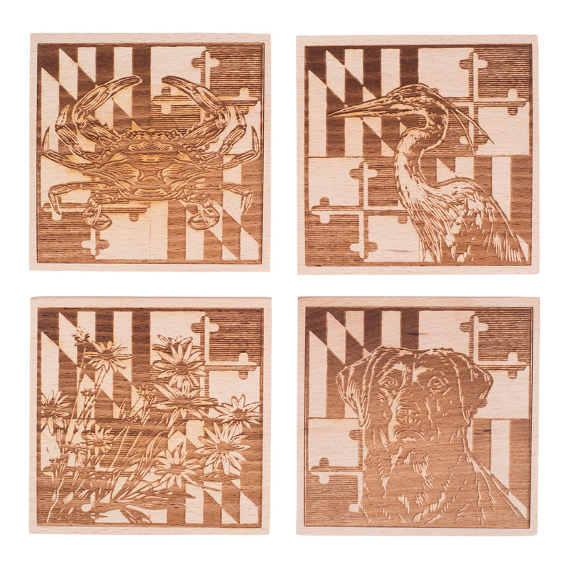 Etched Flag Scene Coasters